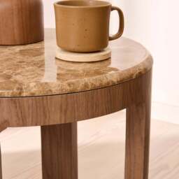 Milford - Light Emperador Round Washed Wood Side Table - thumbnail 2