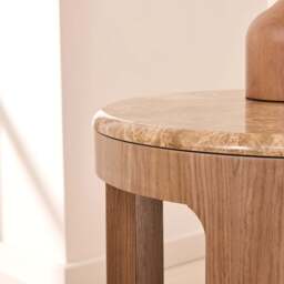Milford - Light Emperador Round Washed Wood Side Table - thumbnail 6