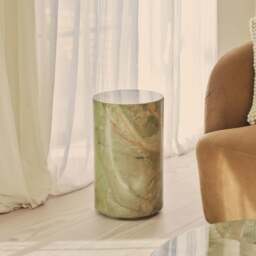 Atella - Green Onyx Round Premium Solid Marble Side Table - thumbnail 3