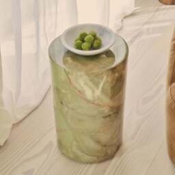 Atella - Green Onyx Round Premium Solid Marble Side Table - thumbnail 6