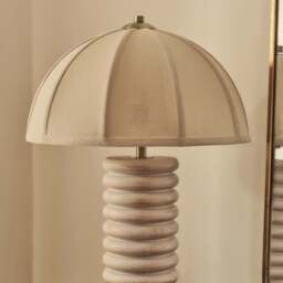 Odette - White Washed Wood Dome Shade Table Lamp - thumbnail 5