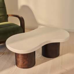 Aegean - Dark Burl Wood & Concrete Irregular Coffee Table 2 Legs - thumbnail 2