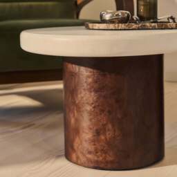Aegean - Dark Burl Wood & Concrete Irregular Coffee Table 2 Legs - thumbnail 6