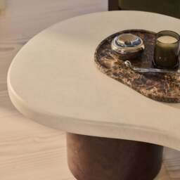 Aegean - Dark Burl Wood & Concrete Irregular Coffee Table 2 Legs - thumbnail 4