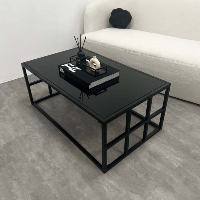 Brooklyn - Black Modern Large Rectangle Tinted Mirrored Coffee Table - image 1