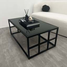 Brooklyn - Black Modern Large Rectangle Tinted Mirrored Coffee Table - thumbnail 3