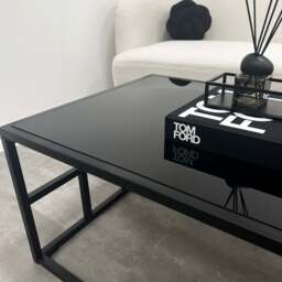 Brooklyn - Black Modern Large Rectangle Tinted Mirrored Coffee Table - thumbnail 4