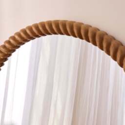 Cordelia - Warm Wood Rope Twist Round Wall Mirror 80cm x 80cm - thumbnail 4