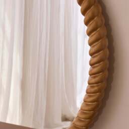 Cordelia - Warm Wood Rope Twist Round Wall Mirror 80cm x 80cm - thumbnail 5