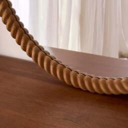 Cordelia - Warm Wood Rope Twist Round Wall Mirror 80cm x 80cm - thumbnail 6