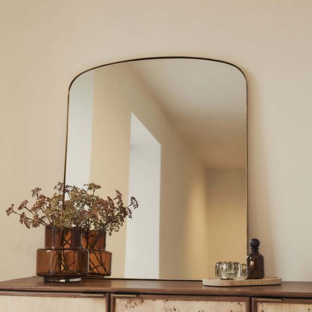Bowness - Gold Contemporary Arched Metal Wall Mirror 90cm x 75cm - image 1