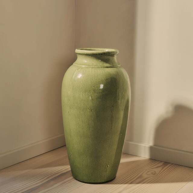 Cadira - Large Jade Green Gloss Ceramic Vase - image 1