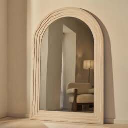 Lucelle - Extra Large Full Length White Washed Wood Arched Mirror 180cm x 120cm - thumbnail 3