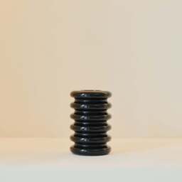 Varella - Black Marble Ribbed Decorative Vase 15cm - thumbnail 1