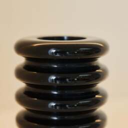 Varella - Black Marble Ribbed Decorative Vase 15cm - thumbnail 5
