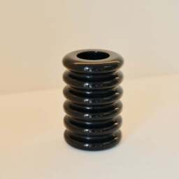 Varella - Black Marble Ribbed Decorative Vase 15cm - thumbnail 3