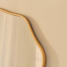 Sabrina - Gold Wavy Arched Metal Overmantle Mirror 100cm x 70cm - thumbnail 5