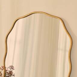 Sabrina - Gold Wavy Arched Metal Overmantle Mirror 100cm x 70cm - thumbnail 6