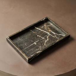 Travara - Dark Emperador Marble Large Rectangular Decorative Tray - thumbnail 2