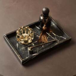 Travara - Dark Emperador Marble Large Rectangular Decorative Tray - thumbnail 1