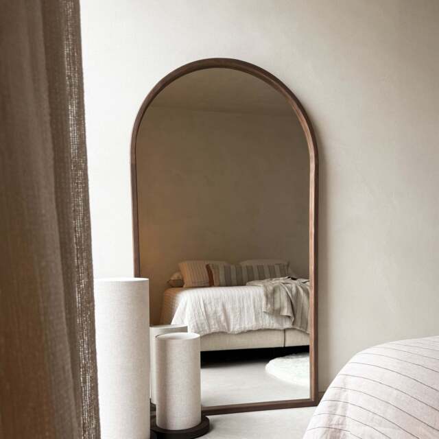 Arden - Dark Wood Full Length Arched Wooden Mirror 175cm x 95cm - image 1
