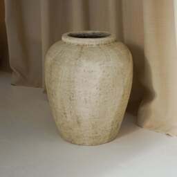 Portera - Large Beige Textured Terracotta Vase - thumbnail 4