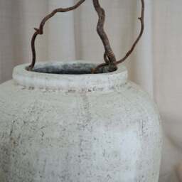 Portera - Large Beige Textured Terracotta Vase - thumbnail 2