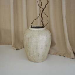 Portera - Large Beige Textured Terracotta Vase - thumbnail 3