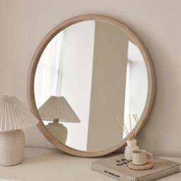Arden - Concrete Round Wooden Wall Mirror 70cm x 70cm - thumbnail 6