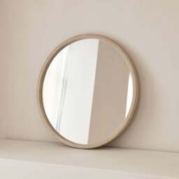 Arden - Concrete Round Wooden Wall Mirror 70cm x 70cm - thumbnail 2