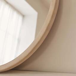 Arden - Concrete Round Wooden Wall Mirror 70cm x 70cm - thumbnail 3