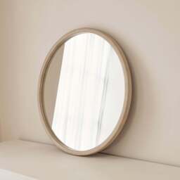 Arden - Concrete Round Wooden Wall Mirror 70cm x 70cm - thumbnail 4