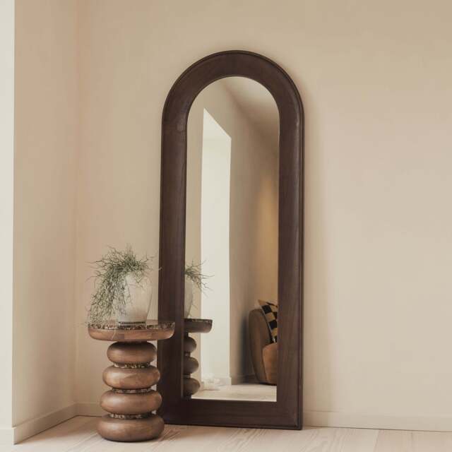 Porta - Full Length Arched Dark Wood Large Mirror 180cm x 70cm - image 1