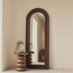 Porta - Full Length Arched Dark Wood Large Mirror 180cm x 70cm - thumbnail 1