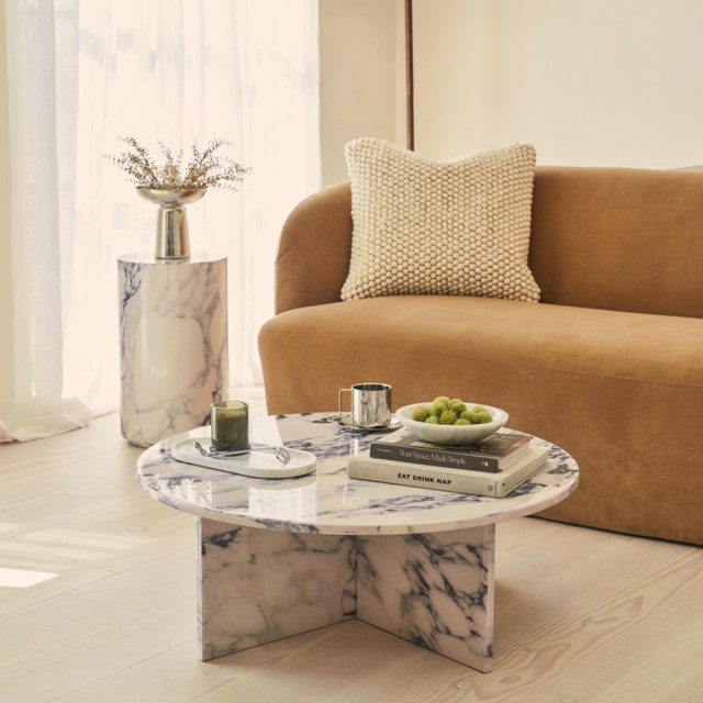 Ravello - Arabescato Round Premium Solid Marble Coffee Table - image 1