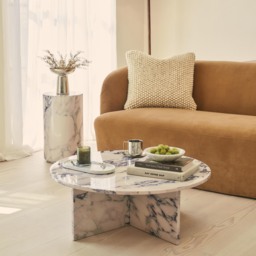 Ravello - Arabescato Round Premium Solid Marble Coffee Table - thumbnail 1