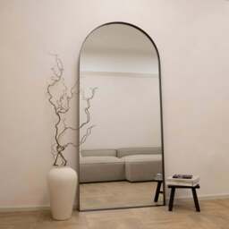 Arcus - Full Length Arched Black Extra Large Metal Mirror 200cm x 90cm - thumbnail 2