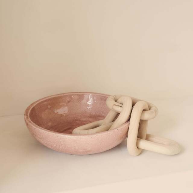 Portera - Blushed Pink Gloss Ceramic Decorative Bowl - image 1