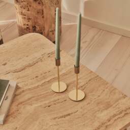 Melrose - Beige Travertine Square Warm Wood Premium Coffee Table - thumbnail 6