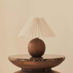 Corsica - Brown Ceramic Pleated Shade Table Lamp - thumbnail 2