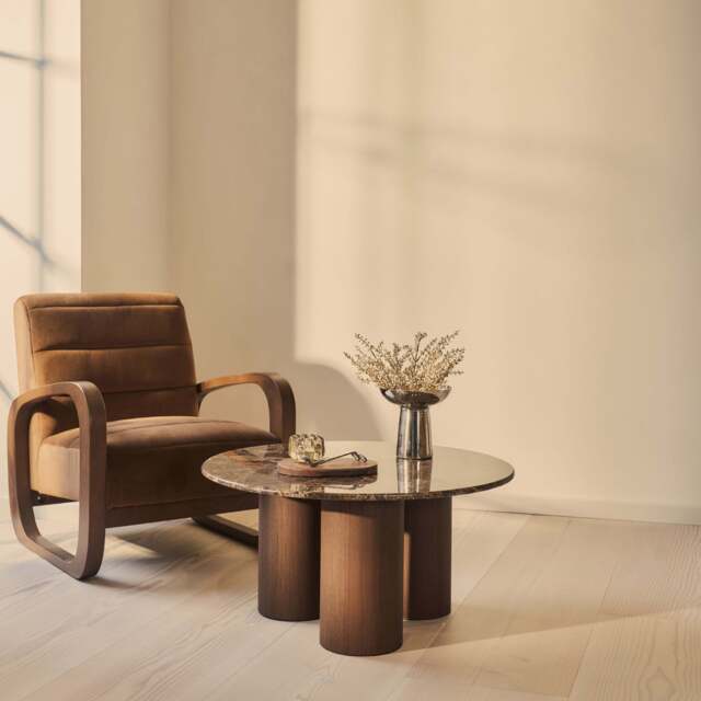 Trivium - Dark Emperador Round Dark Wood Premium Coffee Table - image 1