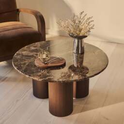 Trivium - Dark Emperador Round Dark Wood Premium Coffee Table - thumbnail 4