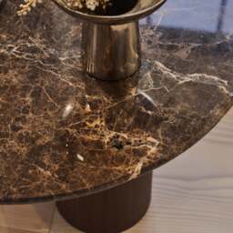 Trivium - Dark Emperador Round Dark Wood Premium Coffee Table - thumbnail 5