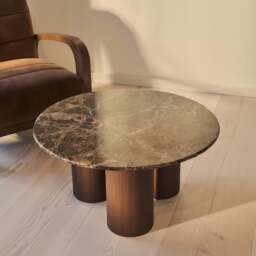 Trivium - Dark Emperador Round Dark Wood Premium Coffee Table - thumbnail 3