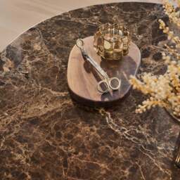Trivium - Dark Emperador Round Dark Wood Premium Coffee Table - thumbnail 6