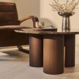 Trivium - Dark Emperador Round Dark Wood Premium Coffee Table - thumbnail 2