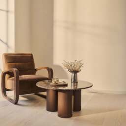 Trivium - Dark Emperador Round Dark Wood Premium Coffee Table