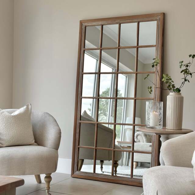 Sasha - Oak Shabby Chic Full Length Window Mirror 180cm x 100cm - image 1