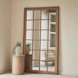Sasha - Oak Shabby Chic Full Length Window Mirror 180cm x 100cm - thumbnail 2