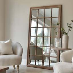 Sasha - Oak Shabby Chic Full Length Window Mirror 180cm x 100cm - thumbnail 1